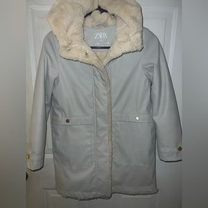 Zara Girls fur lined rain coat